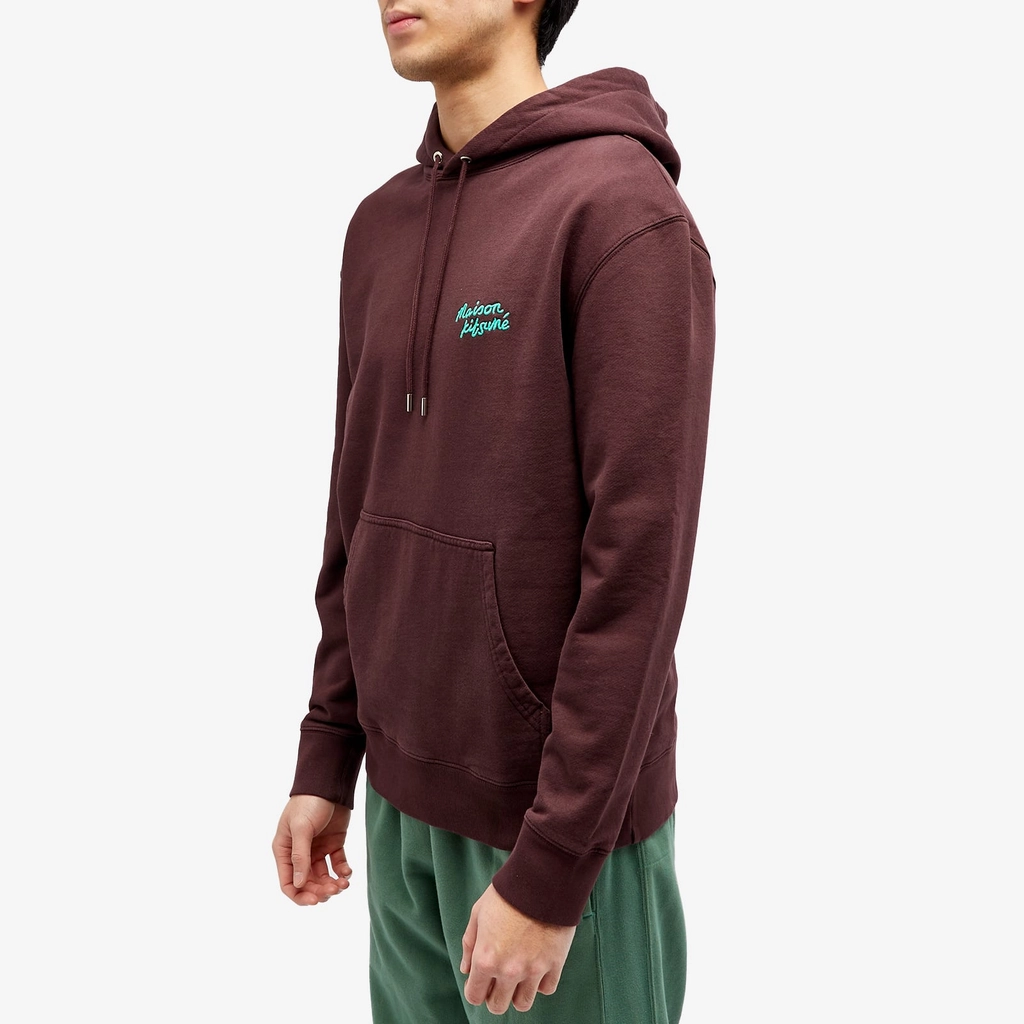 Maison Kitsune Handwriting Regular Hoodie Dark Chocolate